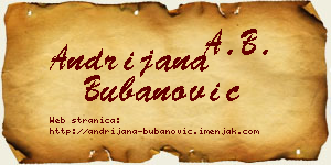 Andrijana Bubanović vizit kartica